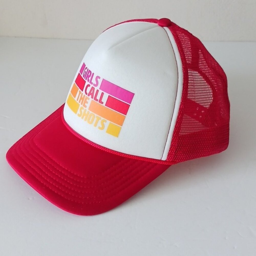 Girls Calls the Shots Red White Mesh Back Hat New One Size